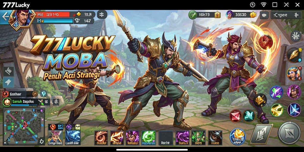Tampilan gameplay seru dari 777LUCKY dalam aksi MOBA.