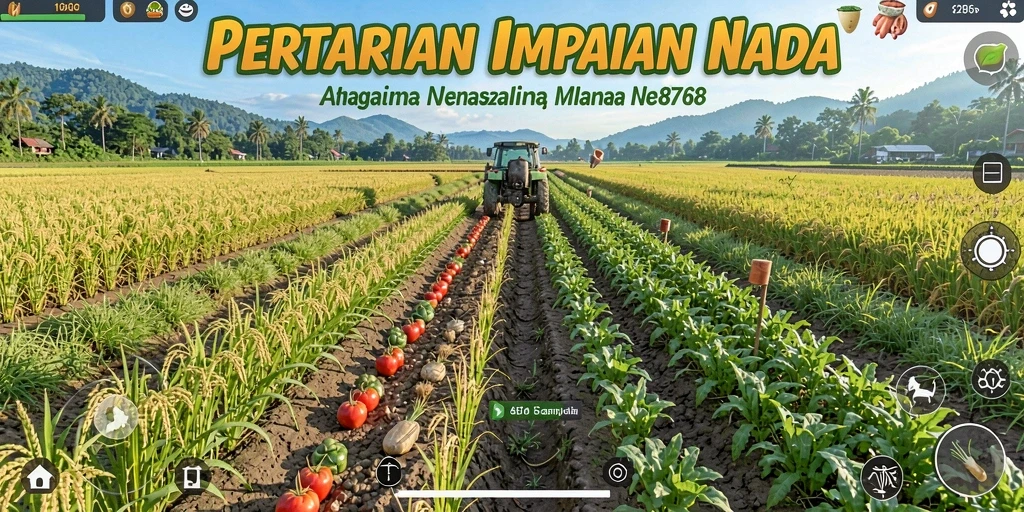 Tangkapan layar 8768 menunjukkan taman yang rimbun dengan berbagai tanaman.