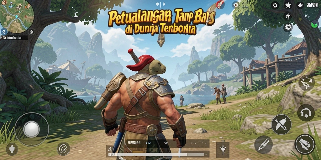 Screenshot menampilkan para pemain menjelajahi dunia terbuka yang luas.