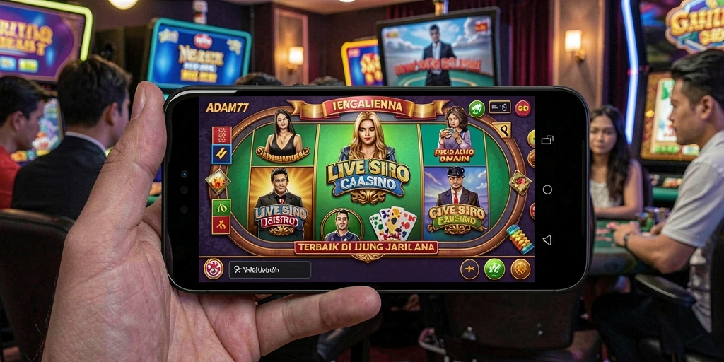 Screenshot dari gameplay Live Casino yang mendebarkan di ADAM77.