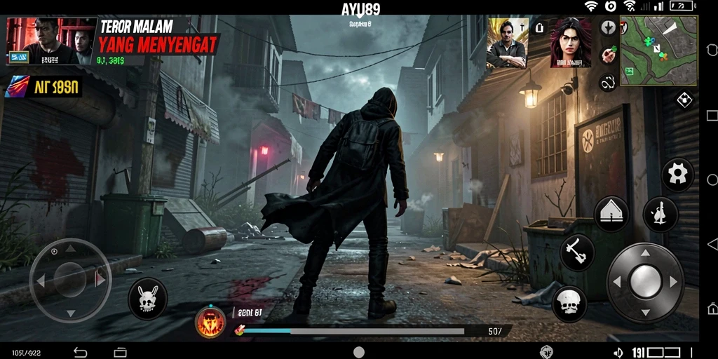 Tampilan gameplay menegangkan di AYU89 dengan suasana horor