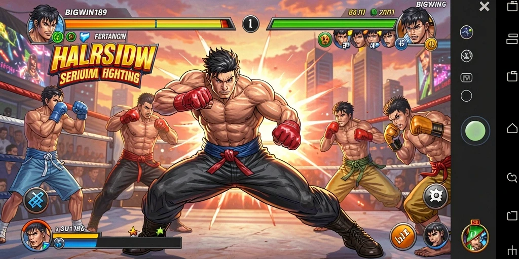 Screenshot gameplay BIGWIN189 menampilkan aksi pertarungan yang dinamis dan mendebarkan.