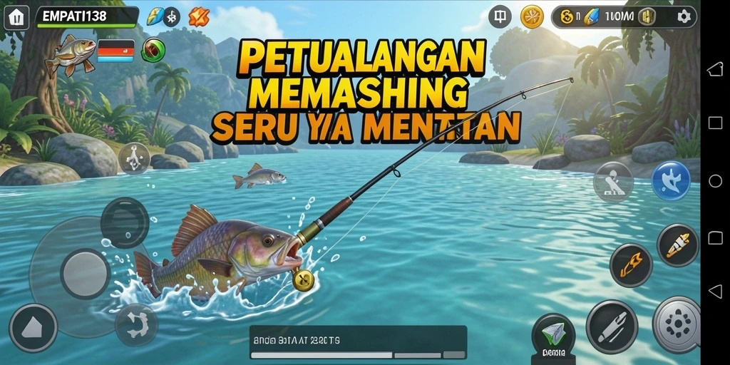 Tampilan gameplay menarik dari EMPATI138 saat memancing di lokasi yang menawan.