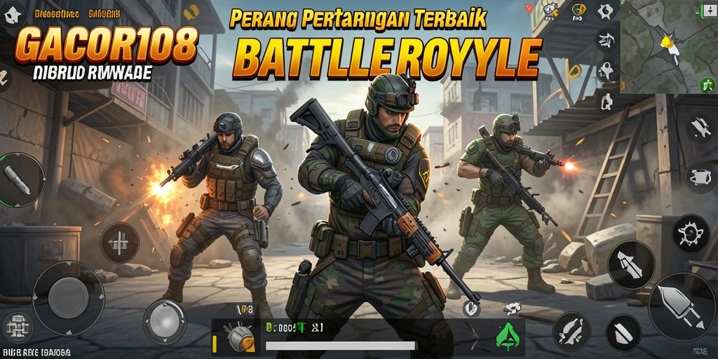 Screenshot GACOR108 yang menunjukkan pertempuran seru dalam Battle Royale.