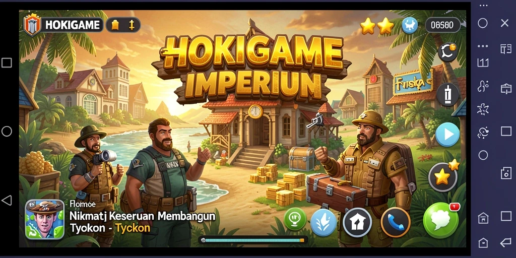 Screenshot HOKIGAME menampilkan gameplay membangun empire bisnis yang menyenangkan.