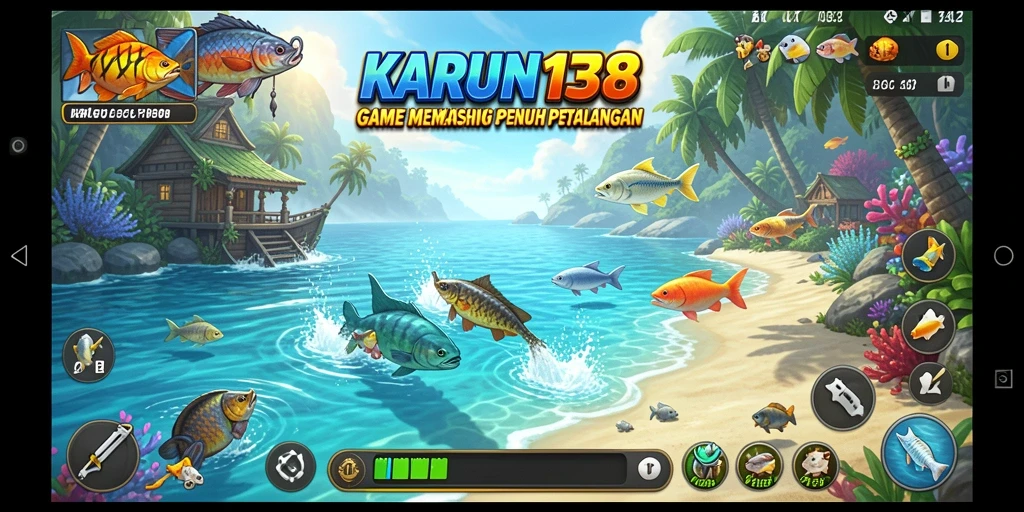 Tampilan gameplay memancing yang mendebarkan di KARUN138.