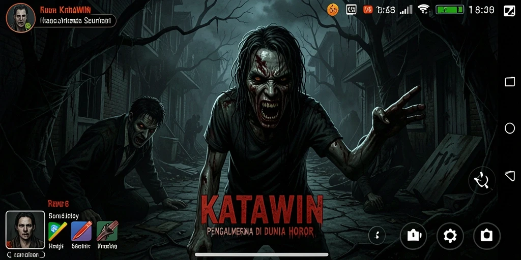 Tampilan gameplay KATAWIN yang menakutkan dan mendebarkan.