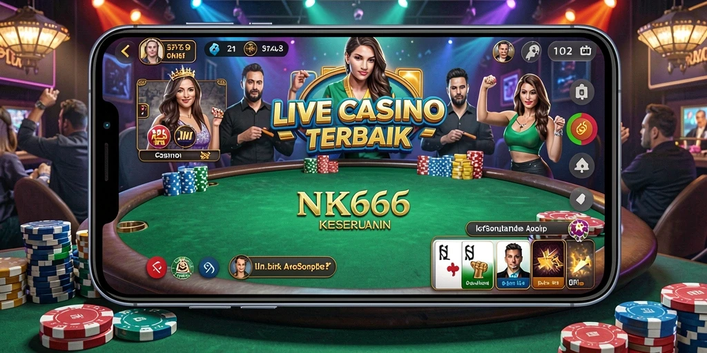 Tampilan gameplay Live Casino yang mendebarkan di NK666.