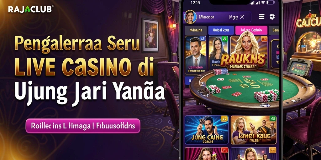 Screenshot gameplay RAJACLUB yang menampilkan dealer langsung dan suasana kasino.