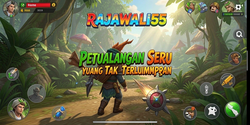 Screenshot gameplay RAJAWALI55 yang menunjukkan aksi petualangan yang mendebarkan.