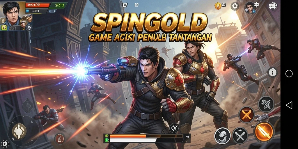 Tampilan gameplay SPINGOLD yang mendebarkan dan penuh aksi.