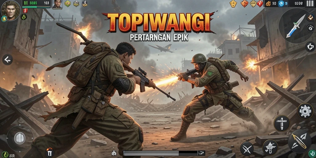 Gameplay seru dengan pertarungan yang mendebarkan di TOPIWANGI.