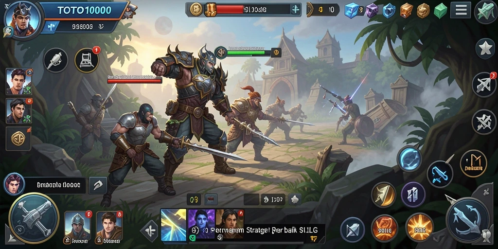 Screenshot TOTO1000 menampilkan aksi pertempuran SLG yang dinamis.